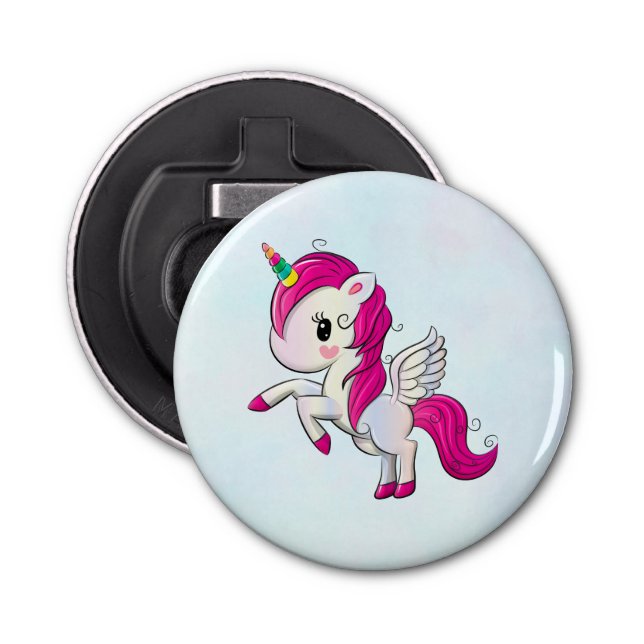 Cute Pink Unicorn with Wings Bottle Opener (Front)