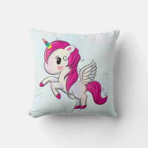 Cute Pink Unicorn with Wings Cushion