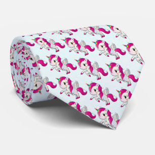 Cute Pink Unicorn with Wings Pattern Tie