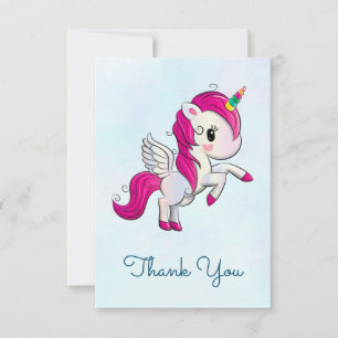 Cute Pink Unicorn with Wings Thank You