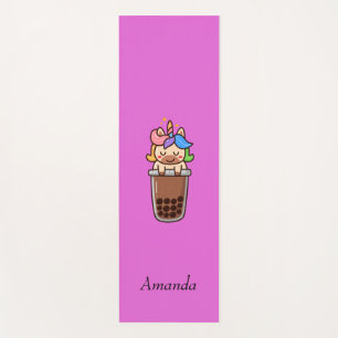 Cute pink unicorn yoga mat