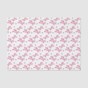 Cute Pink Unicorns & Hearts Doodles Pattern Tissue Paper