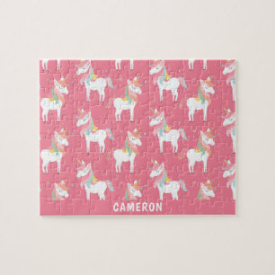Cute Pink Unicorns Personalised Jigsaw Puzzle