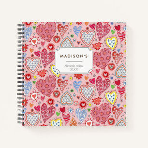 Cute Pink Valentine Hearts Love Pattern Notebook