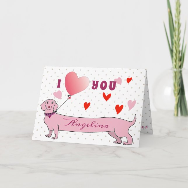 Cute Pink Valentine's Day Holiday Card (Front)