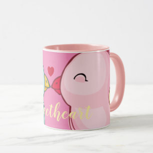 Cute Pink Valentines Day Love Birds Mug