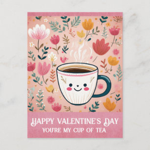 Cute Pink Valentines Day You're My Cup of Tea  Postcard