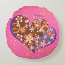 Cute pink vibrant floral retro heart ♡