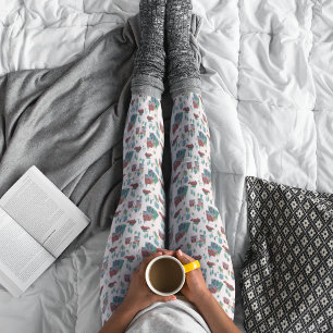 Cute Pink Village & Car Tree Retro Christmas  Leggings