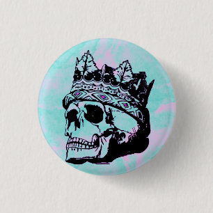 Cute Pink Vintage Skull Crown Customised Button