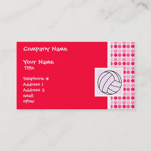 Cute Pink Volleyball Business Card (Front)