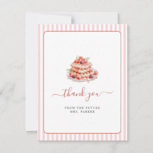 Cute Pink Waffle Brunch Bridal shower Flat Thank You Card