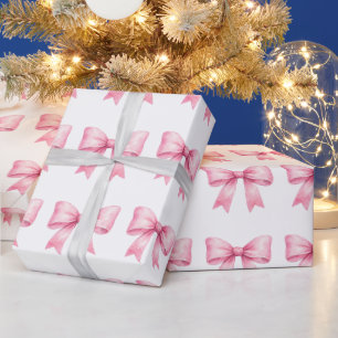 cute pink water colour bow gifting wrapping paper