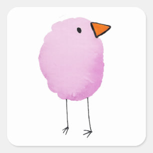 Cute Pink Watercolor Bird Sticker