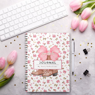 Cute Pink Watercolor Bows Cowgirl Boots Journal