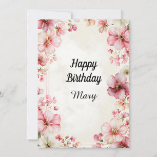 Cute Pink Watercolor Elegant Wildflowers For Her Card