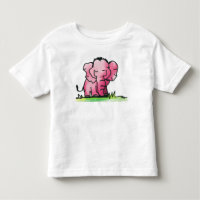 Cute Pink Watercolor Elephant Toddler T-Shirt