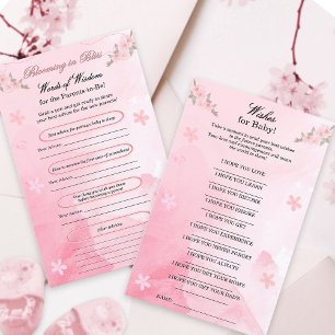 Cute Pink Watercolor Girly Baby Shower Fun Advice