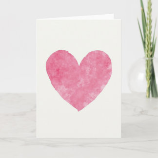Cute Pink Watercolor Heart Card