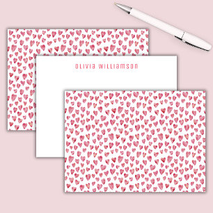 Cute Pink Watercolor Heart Pattern Personalised Card
