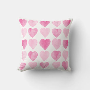 Cute Pink Watercolor Hearts Cushion