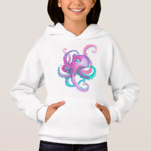 Cute Pink watercolor Octopus  