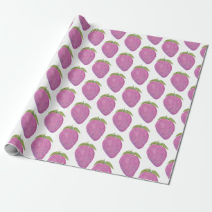 Cute pink watercolor  strawberry wrapping paper