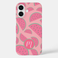 Cute Pink Watermelon Pattern Monogram