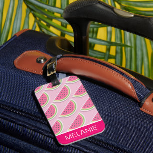 Cute Pink Watermelon Pattern Personalised Luggage Tag