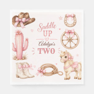 Cute Pink Western Cowgirl Horse Birthday  Napkin