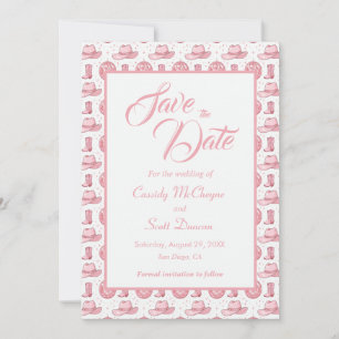 Cute Pink Western Wedding Save the Date