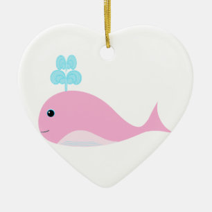 Cute Pink Whale Ceramic Ornament