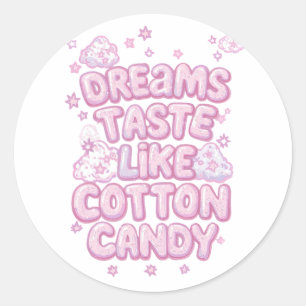 Cute Pink Whimsical Dreamer Typography Classic Round Sticker