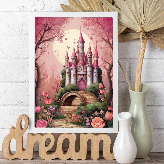 Cute Pink Whimsical Magical Fantasy Castle Poster (Creator Uploaded)