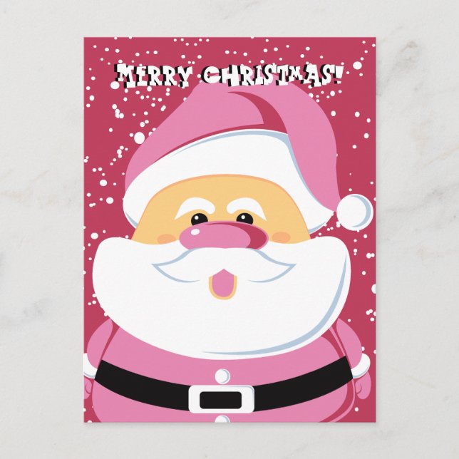 Cute pink whimsical Santa Claus Christmas holiday (Front)