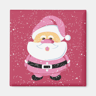 Cute pink whimsical Santa Claus Christmas holiday Magnet