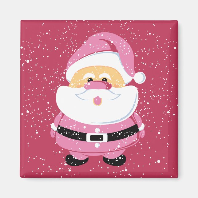 Cute pink whimsical Santa Claus Christmas holiday Magnet (Front)
