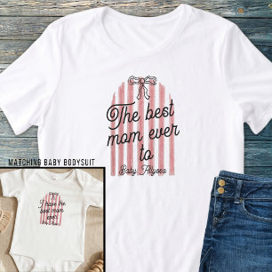 Cute Pink & White Arch Best Mum Ever Baby Name Tri-Blend Shirt