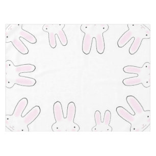 Cute pink white bunny bunnies modern fun tablecloth