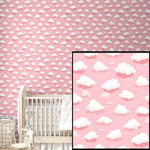 Cute Pink & White Clouds on Mid Pink Wallpaper