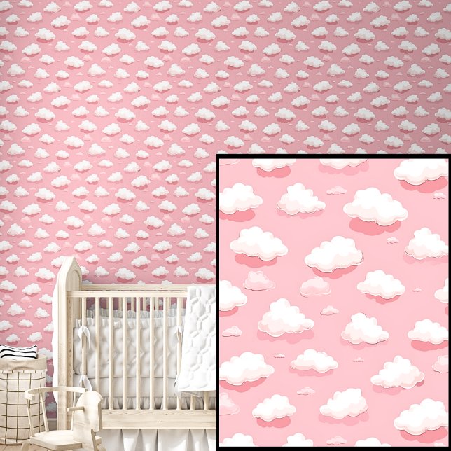 Cute Pink & White Clouds on Mid Pink  Wallpaper (Creator Uploaded)