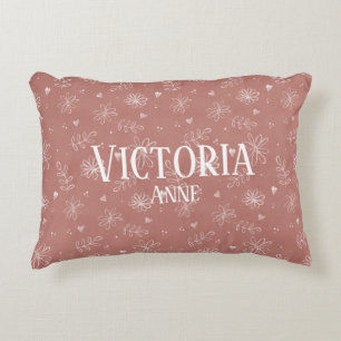 Cute Pink & White Floral Farmhouse Decorative Cushion