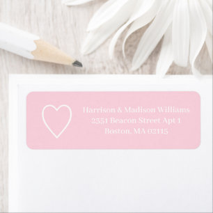 Cute pink white heart modern Valentine’s Day Return Address Label