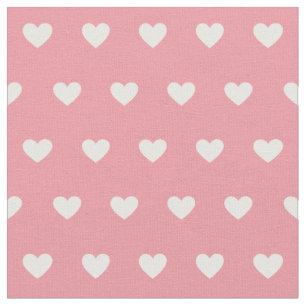 Cute Pink White Hearts Dot Pattern  Fabric