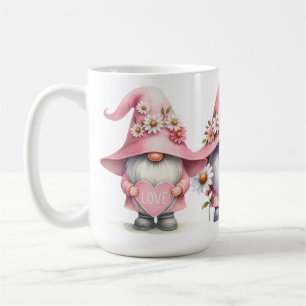 CUTE PINK & WHITE VALENTINE DAY GNOMES COFFEE MUG
