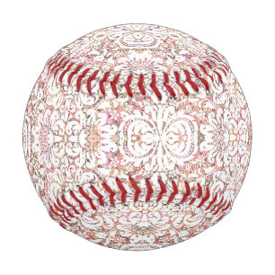 Cute pink white vintage floral design baseball