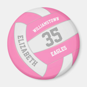 cute pink white volleyball team name girls magnet