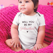 Cute Pink Will You Be My Godmother Proposal Baby Bodysuit