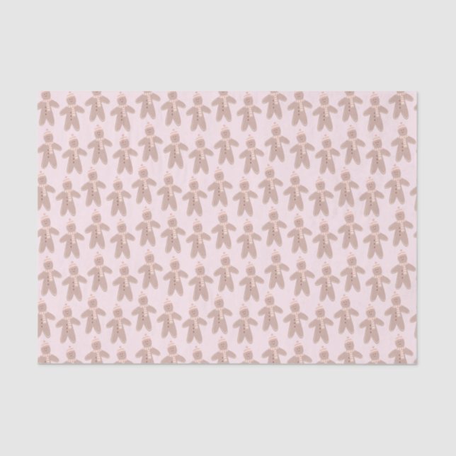 Cute pink winter gingerbread men tissue paper (Front)