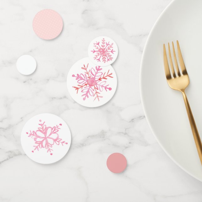 Cute pink winter snowflake party confetti decor (Group)